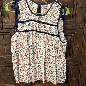 Aerie Floral Blouse - Navy and Orange